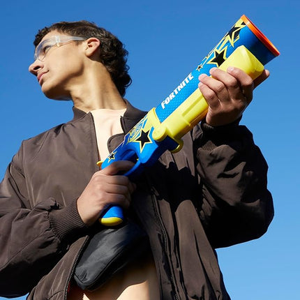 Nerf Fortnite Half Tone Hero Blaster, Bonus Code to Unlock Half Tone Hero Wrap in The Game, Break Open Loading, 12 Nerf Elite Darts, Fortnite Gifts (Amazon Exclusive)