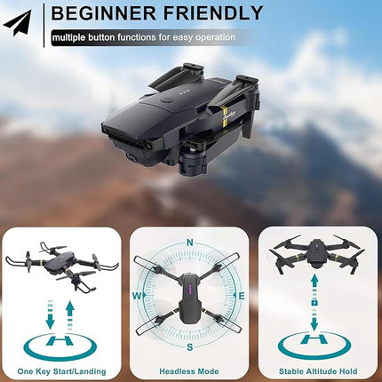 Drone with Camera for Adults/Kids4K Foldable RC Quadcopter Drone with 1080P HD Camera FPV Video, Altitude Hold, One Key Take Off/Landing, 3D Flip, APP Control, beginner