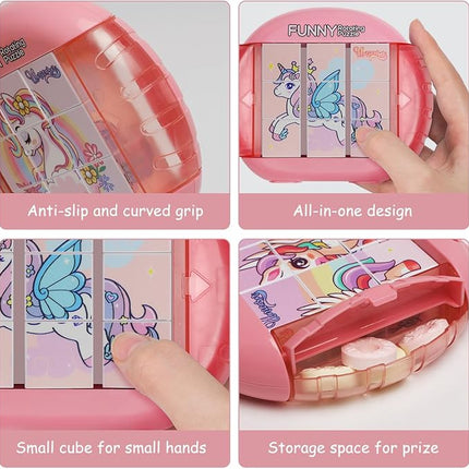 Rotating Puzzle for Kids 3 4 5 6 7 8 Year Old, 4 Puzzles in 1, Toddlers Travel, Car, Airplane, Road Trip Activities, Fine Motor Skills, Fidget, Gift for Boys & Girls Ages 3+ (Alicorn)
