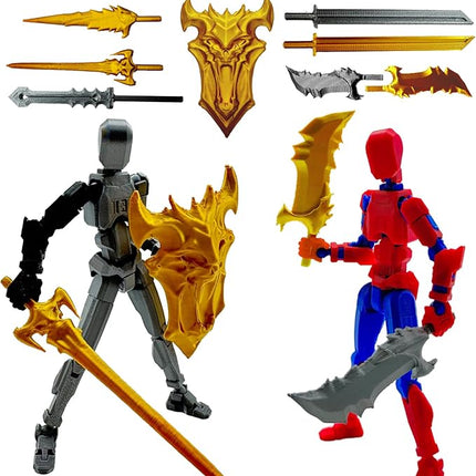 3D Printed 5.54-inch Multi-Jointed Action Figures Dummy13, Full Body Mechanical Movable Toy, Multiple Accessories, Hand Painted Figure, Desk Decoration, Creative Gifts (Z-Set4)