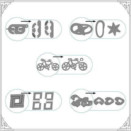 5 Pcs Metal Puzzles 3D Brain Teaser Puzzles for Adults Teens, Highly Difficult Metal Brain Puzzles, IQ Logic Test Disentanglement Game for Classroom Party Mind Challenge School Supplies(Key Puzzle)
