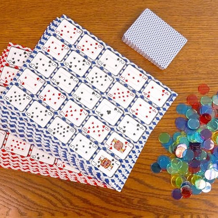 Regal Games - Poker Keeno Bulk Game Set - Includes 12 Two-Sided Boards, 200 Scoring Chips, 1 Deck of Standard Poker Cards - 24 Unique Board Layouts- Casino Night Card Game- Compatible with Poker Keno