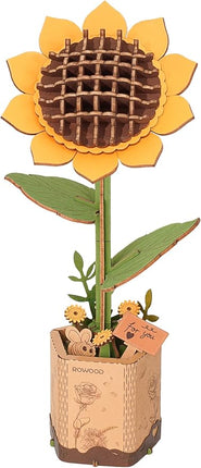 rowood 3D Wooden Puzzles for Adults, DIY Artifical Flower Building Set Craft Kit for Women,Mother's Day/Valentine's Day/Thanksgiving Day/Christmas/Birthday Gift -Sunflower