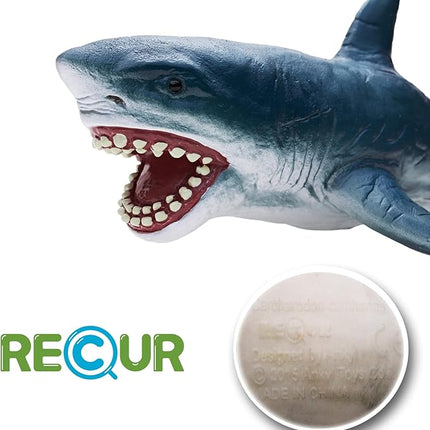 Gemini&Genius Sea Animal Great White Shark Action Figure Megalodon Shark Model Toy Soft Rubber Realistic Ocean Shark Educational and Role Play Toys for Kids and Collectors (Great White Shark)
