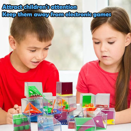 24 PCS Brain Teaser Puzzles for Kids,Balance IQ Maze Game Mini Fidget Puzzle Box,1.57 Inch Maze Puzzle Cubes Party Favor Games Challenge Decompression for Adults