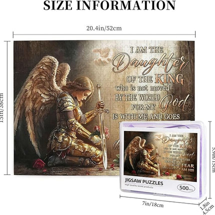 Christian Jigsaw Puzzles 500 Pieces for Adults, Warrior Woman with Bible Verses, Inspirational Religious Wooden Puzzle, Faith-Based Gift