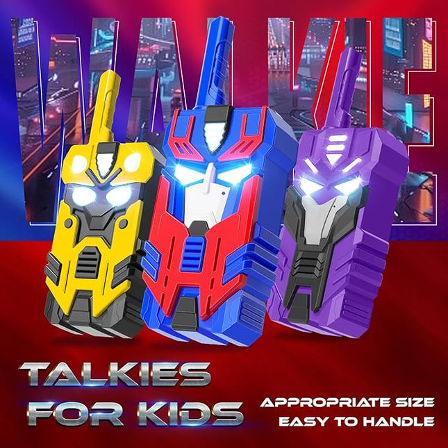 Transform Walkie Talkies for Kids Robot Toys, 3 Pack with Cool Light-Up Eyes & 2500 FT Range, Outdoor Camping Toys, Birthday Gifts for Boys Girls Ages 3-12