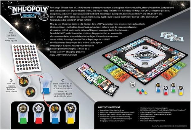 MasterPieces Kids & Family Board Games - NHL League Opoly Jr. - Officially Licensed Board Games for Kids, & Family