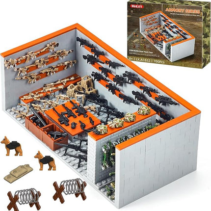 700 Piece Armory Building Set,WW2 Military Base Army Equipment Building Kit,STEM Battle Swat Team Toys,Weapon Pack Military Equipment Gear Sets,Christmas Birthday Gifts for Boys,Teens,Adults