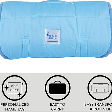 Super Soft Plush Toddler Quilted Nap Mat with Built in Blanket and Pillow