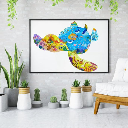 Puzzles for Kids Ages 4-6-8, 136 Piece Kid Puzzles Turtle Animal Shape Jigsaw Puzzles Learning Educational Toys Birthday Gifts for Boys Girls Ages 4 5 6 7 8 9 10(Turtles)