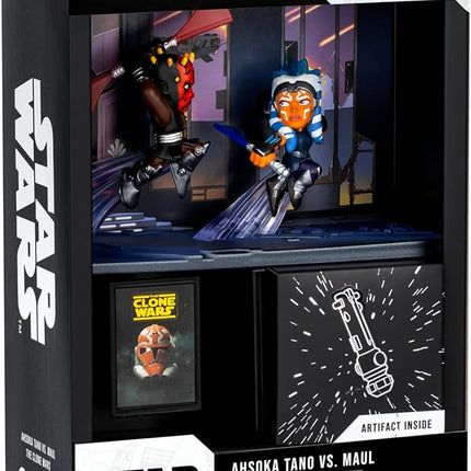 Fandrop SW02-Star Wars: The Clone Warsâ - Ahsoka Tano VS. Maul Combines an Epic Diorama, Artifacts & Scene Marker Creating A Display to Enhance Collection, 4 to Collect