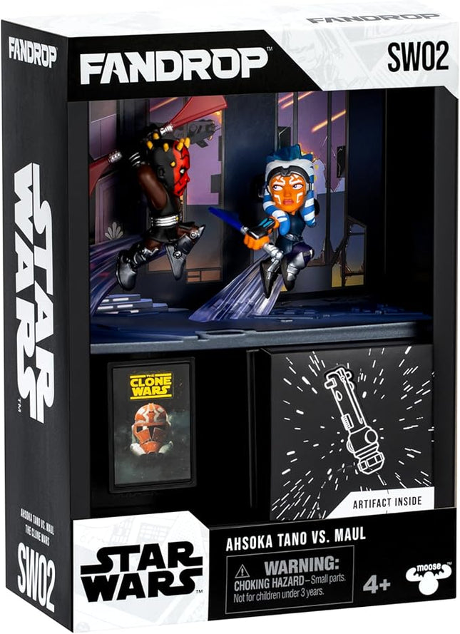 Fandrop SW02-Star Wars: The Clone Warsâ - Ahsoka Tano VS. Maul Combines an Epic Diorama, Artifacts & Scene Marker Creating A Display to Enhance Collection, 4 to Collect