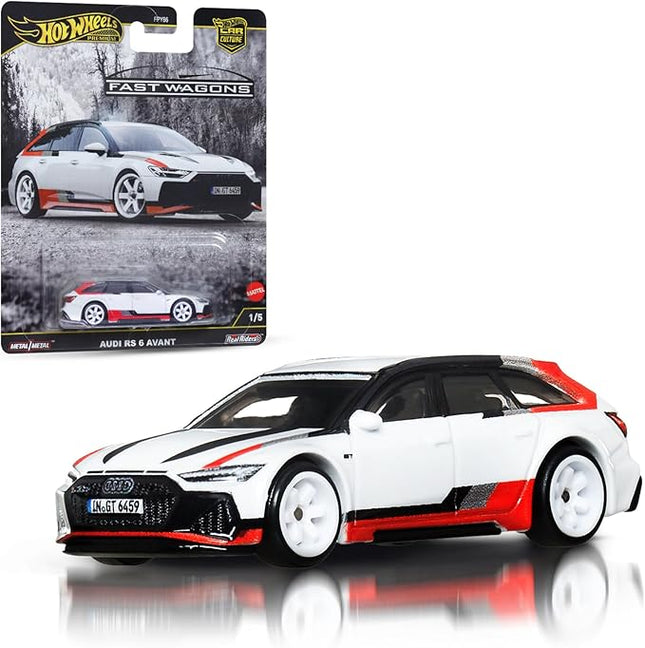 Hot Wheels Premium Car Culture Fast Wagons 1:64 Scale Die-Cast Audi RS 6 Avant Collectible Vehicle with Real Riders Tires & Metal/Metal Body & Chassis