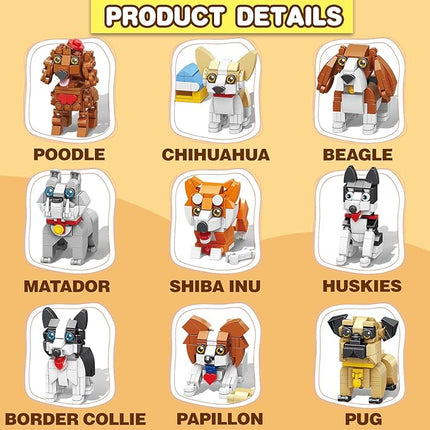 Papillon Mini Dog Building Blocks Set, Micro Bricks Animals Building Toys, Party Favors Pet Toys Gifts for Kids