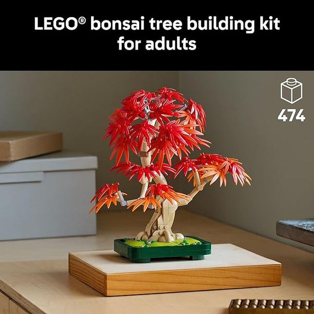 LEGO Botanicals Japanese Red Maple Bonsai Tree Building Kit for Adults 18+ - Unique Home Decor DIY for Room or Office - Housewarming Gift Idea for New Home - Plant Decor for Desk or Bookshelf- 10348