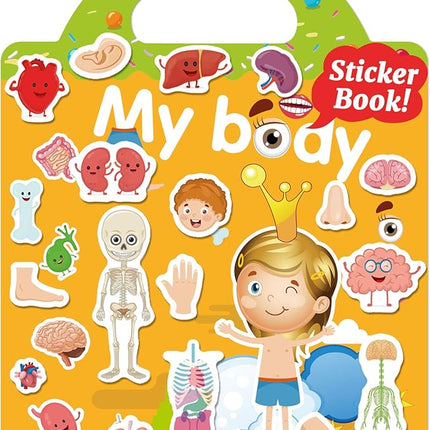 Benresive Reusable Sticker Book for Toddlers 2-4 Years, Fun Travel Stickers for Kids, Waterproof Sticker Books for Toddlers 1-3, Crafts Activities for Todddlers 1-3 2-4 3-5 - My Body