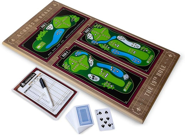 19th Hole Golf Board Game, Walnut Wood Golf Gifts for 2 Players or More, Indoor & Outdoor Family Bonding Activities, Fun Entertainment for Family Gatherings, Events & More - Across the Board Game