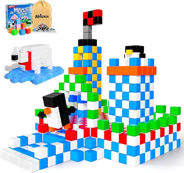Magnetic Blocks, Magnet Building Toys for Toddlers, Preschool Sensory Autism STEM Toys for 3+ Year Old Boys & Girls, Magnetic Cubes as for Kids Ages 3-5 4-8