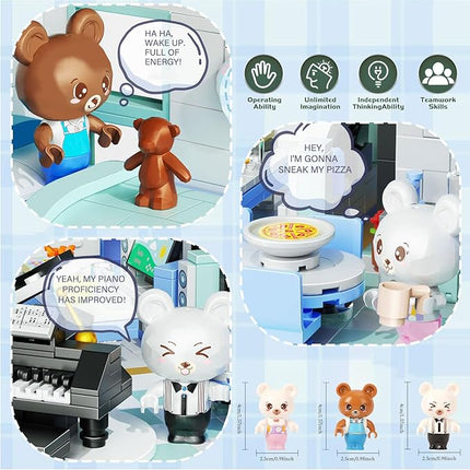 Friends House Building Block Set, Bear Room Small Brick Model, Creative Construction Mini Building Block Toy, Hobbies Christmas Birthday Gift for Teens Children Kids Boys Girls 8+ 1165 PCS