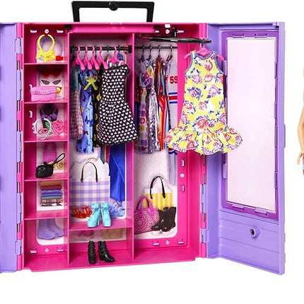 Barbie Fashionistas Ultimate Closet Portable Fashion Toy with Doll, Clothing, Accessories and Hangers, Gift for 3 Years Old and Up