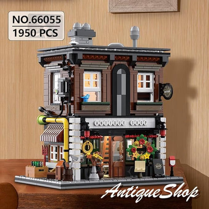 Antique Shop Lighting Building Blocks Kit, 1954 Pcs Modular Construction Building Model Sets, Assembly Gift for Teens and Adults