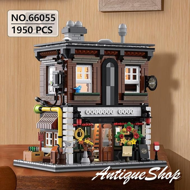 Antique Shop Lighting Building Blocks Kit, 1954 Pcs Modular Construction Building Model Sets, Assembly Gift for Teens and Adults