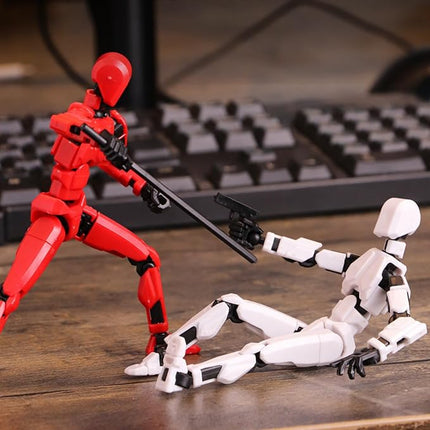 Titan 13 Action Figure, Lucky Robot 13 Action Figures, 3D Printed Analog Robot Titan 13 Figure, Stop Action Animation Multi-Articulated Action Figure (Red)