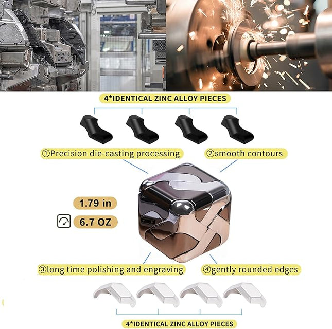 Metal-Puzzles 3D-Brain-Teaser Toys: Cool-Gadgets-Stuff Box Puzzles-Toy for Kid Children Teen Adult, ADHD Tools Stress Relief Gift for Office Home School Christmas Women Men Square-Cube