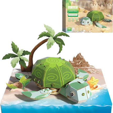 3D Paper Puzzle Model Kit for Adults & Kids Ages 8+,STEM Educational DIY Assembly Toy,Eco-Friendly Craft Gift for Home Decoration, Birthday Children's Day Gifts(Turtle)