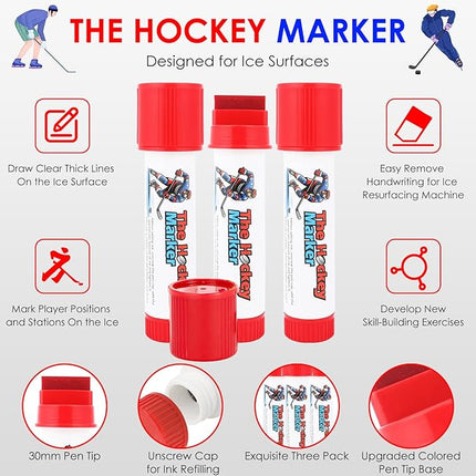 The Hockey Marker, Hockey Pucks Marking in Ice Hockey Training, Ice Hockey Accessories for Hockey Coach, Waterproof Oily Ice Markers for Hockey Rink, Good Helper for Ice Hockey Practice