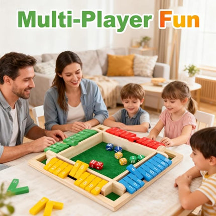 Gettoreach Funny Family Games-Shut The Box Board Game, Shut The Box Games, Wooden 4 Player, Educational Math Game for Families (1pcs-a)