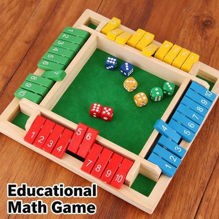 Gettoreach Funny Family Games-Shut The Box Board Game, Shut The Box Games, Wooden 4 Player, Educational Math Game for Families (1pcs-a)