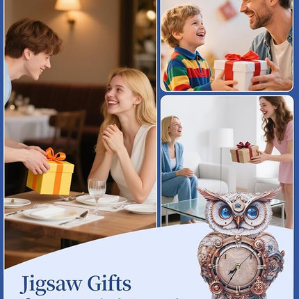 3D Wooden Puzzles for Adults, 3D Puzzle Owl Clock Kit (with Pendulum), Mechanical Owl 3D Puzzles for Adults Crafts for Adult Home Decor Clock Puzzle Gifts for Women Men