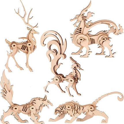 3D Wooden Puzzles Animal Model - Collectibles Wooden Model Kits for Adults Desk Display Gift for Boys/Girls(5 pcs) (Animal Model)