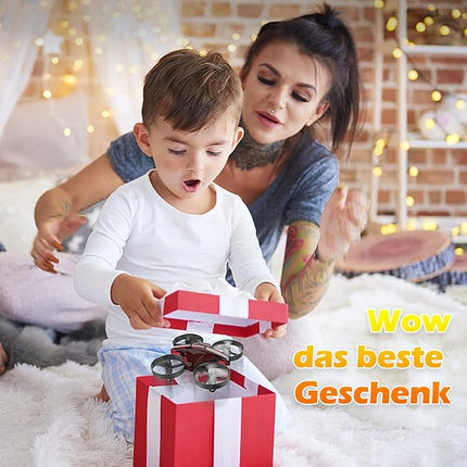 Mini Drone for Kids & Beginners, Indoor Portable Hand Operated/RC Nano Helicopter Quadcopter with Auto Hovering, Headless Mode & Remote Control, Children's Day Gift for Boys and Girls -Red.4-blade design delivers greater stability and increased thrust.