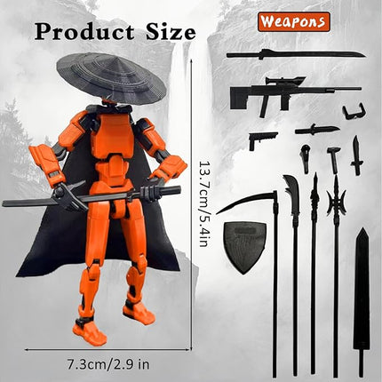 Already Assembled T13 Action Figure Accessories,Dummy 13 T13 Multi-Jointed Movable 3D Printed Toys (Orange)