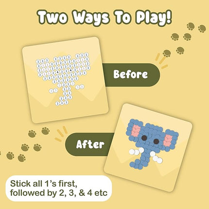 BINCA Dotties Dot Art Activity Kit, 750+ Stickers, Wild Animals Mess-Free Activities, DIY Dot Sticker Art for Toddlers, Kids Travel Activities, Craft Kits & Gifts for Boys & Girls Ages 4,5,6,7