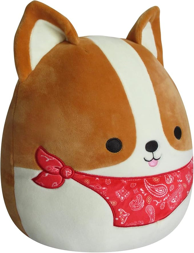 Squishmallows Original 12-Inch Reginald Corgi with Red Bandana - Medium-Sized Ultrasoft Official Jazwares Plush