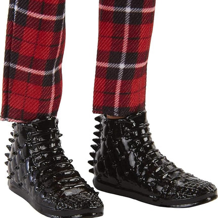 Barbie Ken Fashionistas Doll #176 with Sculpted Brunette Ombre-Tipped Hair Wearing a Sleeveless Tie-dye Shirt, Red Plaid Pants & Black Boots, Toy for Kids 3 to 8 Years Old