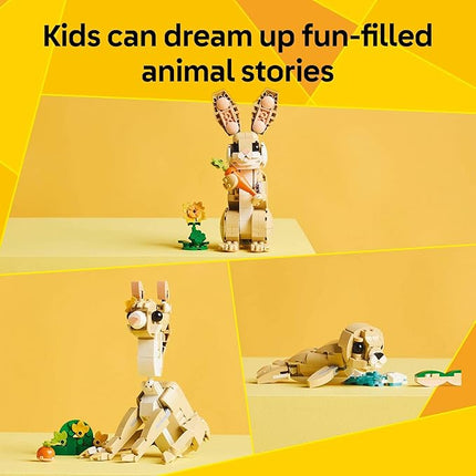 LEGO Creator 3 in 1 Cute Bunny Toy - Building Toy Set with 3 Build Options, Bunny, Seal, or Llama - Birthday Gift & Craft - Animal Figures for Kids, Girls and Boys, Ages 8+ - 31162