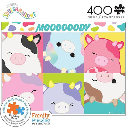 Buffalo Games - Squishmallow - Moooooody - 400 Piece Jigsaw Puzzle for Families Challenging Puzzle Perfect for Game Nights - Finished Size is 21.25 x 15.00