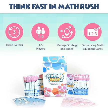 Genius Games Math Rush 2: Multiplication & Exponents - A Cooperative Time-Based Educational Math Flash Card Game for Kids, Students, and Families | STEM Game to Master Mental Math Skills
