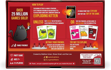 Exploding Kittens Original Edition - 2-5 Players - Ages 7+ - 15 Minutes to Play - High Stakes Card Game - Party Game, Family Game Night, Kid and Adult Card Game