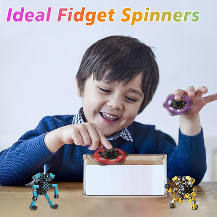 Transformable Fidget Spinners 4 Pcs for Kids and Adults Stress Relief Sensory Toys for Boys and Girls Fingertip Gyros for Party Favors Stocking Stuffers Bulk for Kids