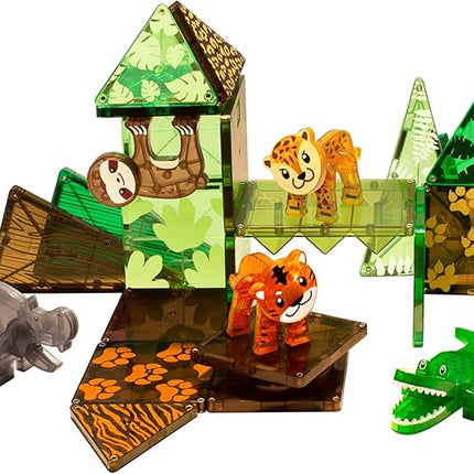 MAGNA-TILES Jungle Animals 25-Piece Magnetic Construction Set, The ORIGINAL Magnetic Building Brand