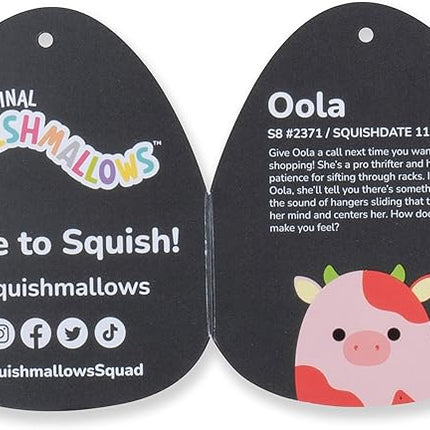 Squishmallows Original 8-Inch Oola Watermelon Scented Cow - Official Jazwares Plush
