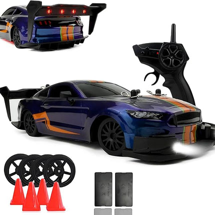 1:20 RC Drift Car 2.4GHz 4WD High Speed Drift Remote Control Cars Vehicle with LED Lights and Drifting Tires Batteries x2 Racing Sport Toy Cars for Boys Girls Kids (Purple)
