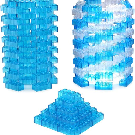 Feleph 320 Pieces Transparent Medium Blue 2x4 Bricks Parts Building kit Creative Play Set Blocks Classic Toy Accessories Compatible with 3001 Major Brands (Trans Medium Blue)