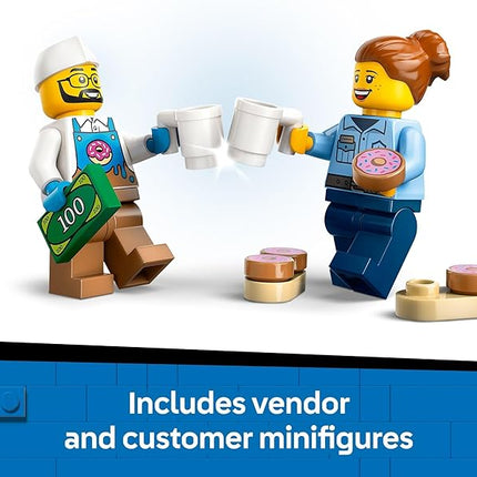LEGO City Donut Truck Toy - Building Toy for Kids, Boys and Girls, Ages 5+ - Birthday Gift for Kids Mobile Donut Stand with 2 Minifigures and Other Accessories - 60452